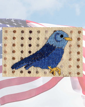 Red, White and Blue Birds Cross Stitch Towel Pattern Download - Raspberry Lane Crafts