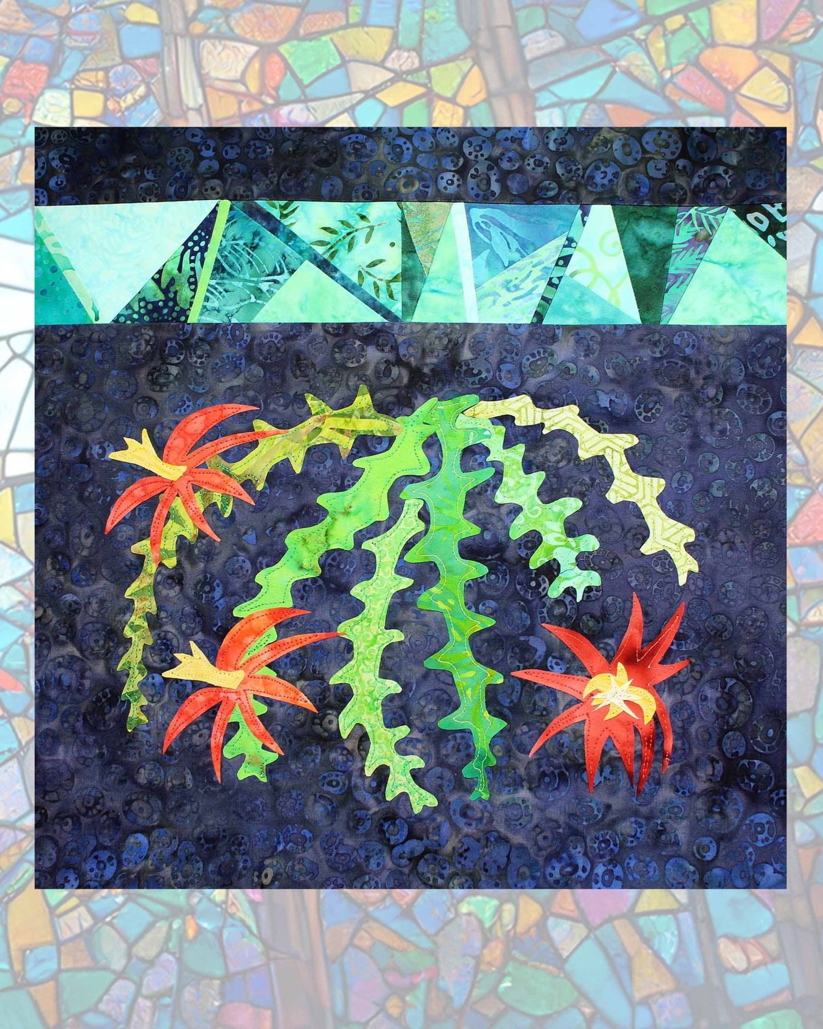 Ric Rac Cactus with Stained Glass Quilt Pattern Download - Raspberry Lane Crafts