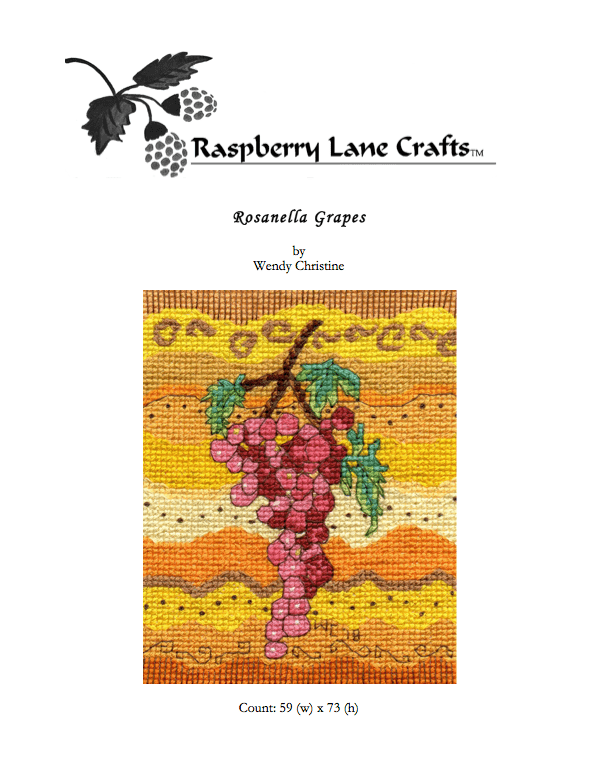Rosanella Grapes Cross Stitch Pattern Download - Raspberry Lane Crafts