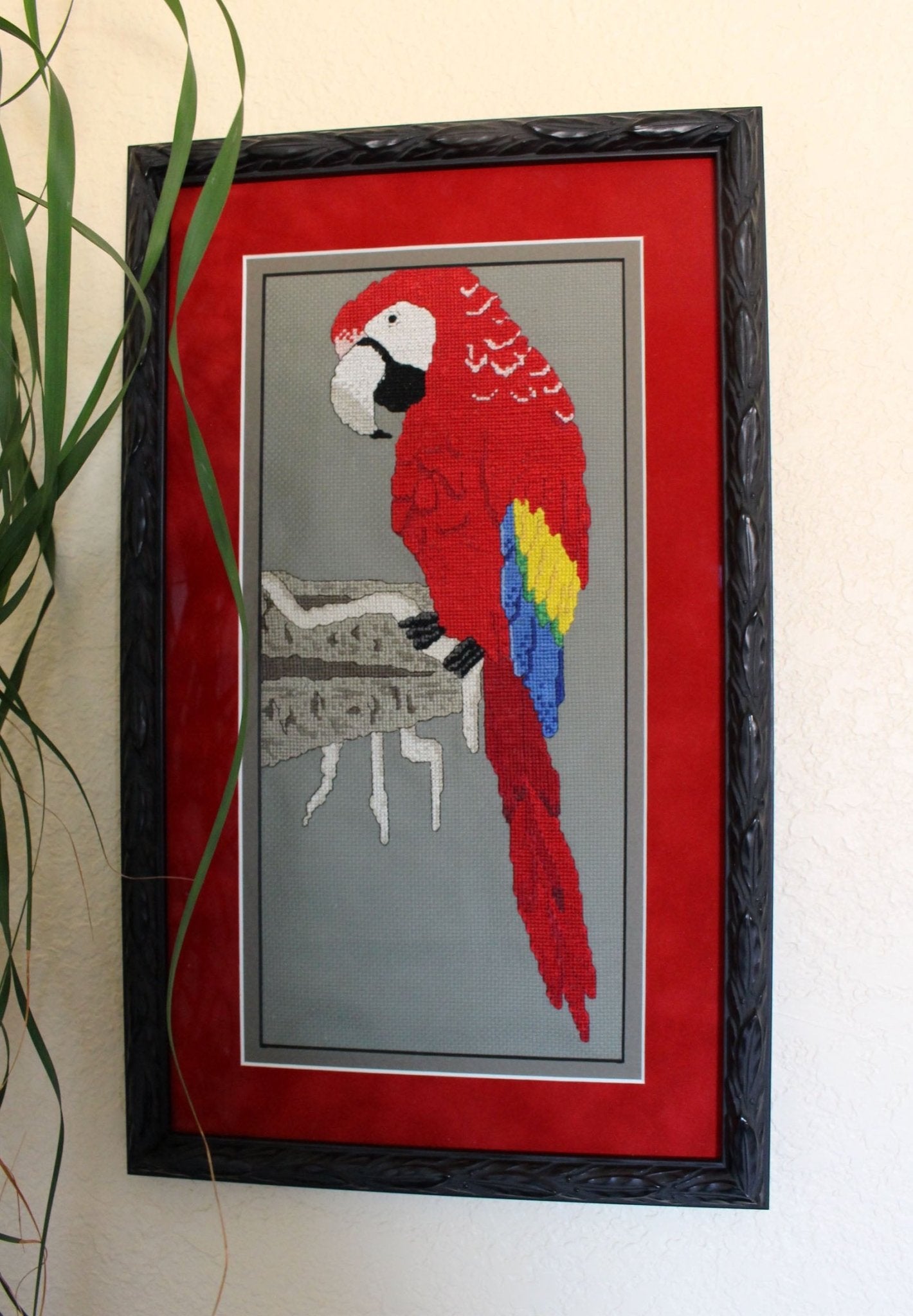 Scarlet Macaw on Clay Cliffs Cross Stitch Pattern Download - Raspberry Lane Crafts