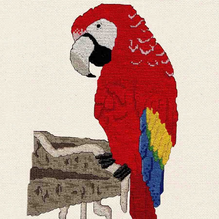 Scarlet Macaw on Clay Cliffs Cross Stitch Pattern Download - Raspberry Lane Crafts