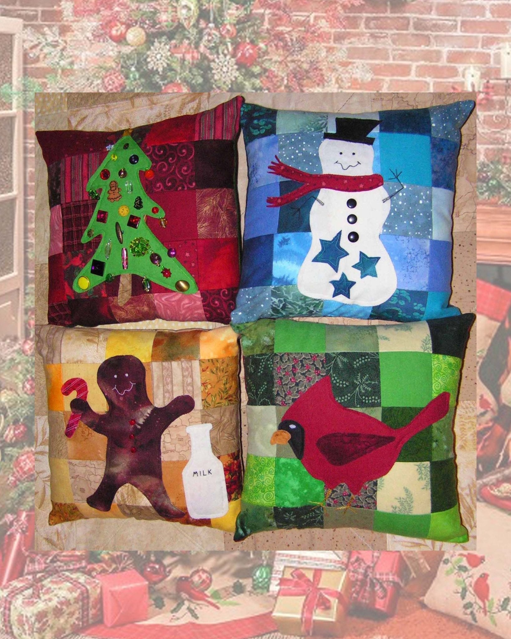 Season's Greetings Pillow Quilt Pattern Download - Raspberry Lane Crafts