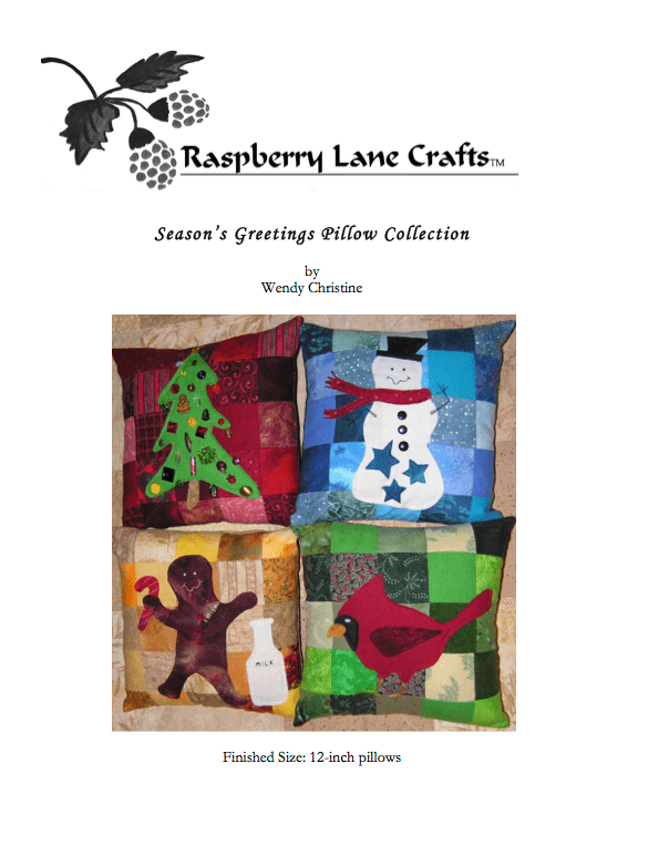 Season's Greetings Pillow Quilt Pattern Download - Raspberry Lane Crafts