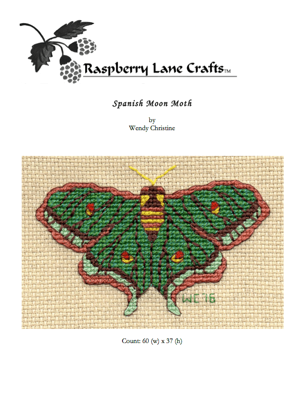 Spanish Moon Moth Cross Stitch Pattern Download - Raspberry Lane Crafts