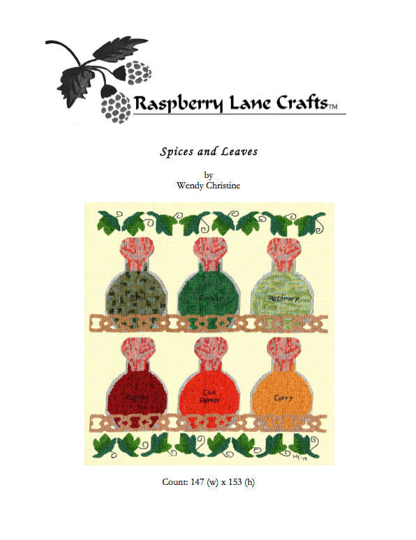 Spices and Leaves Cross Stitch Pattern Download - Raspberry Lane Crafts