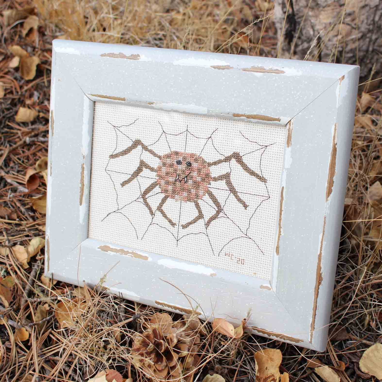 Spider in Web Cross Stitch Pattern Download - Raspberry Lane Crafts