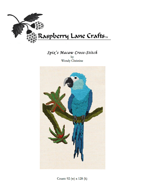 Spix's Macaw Cross Stitch Pattern Download - Raspberry Lane Crafts