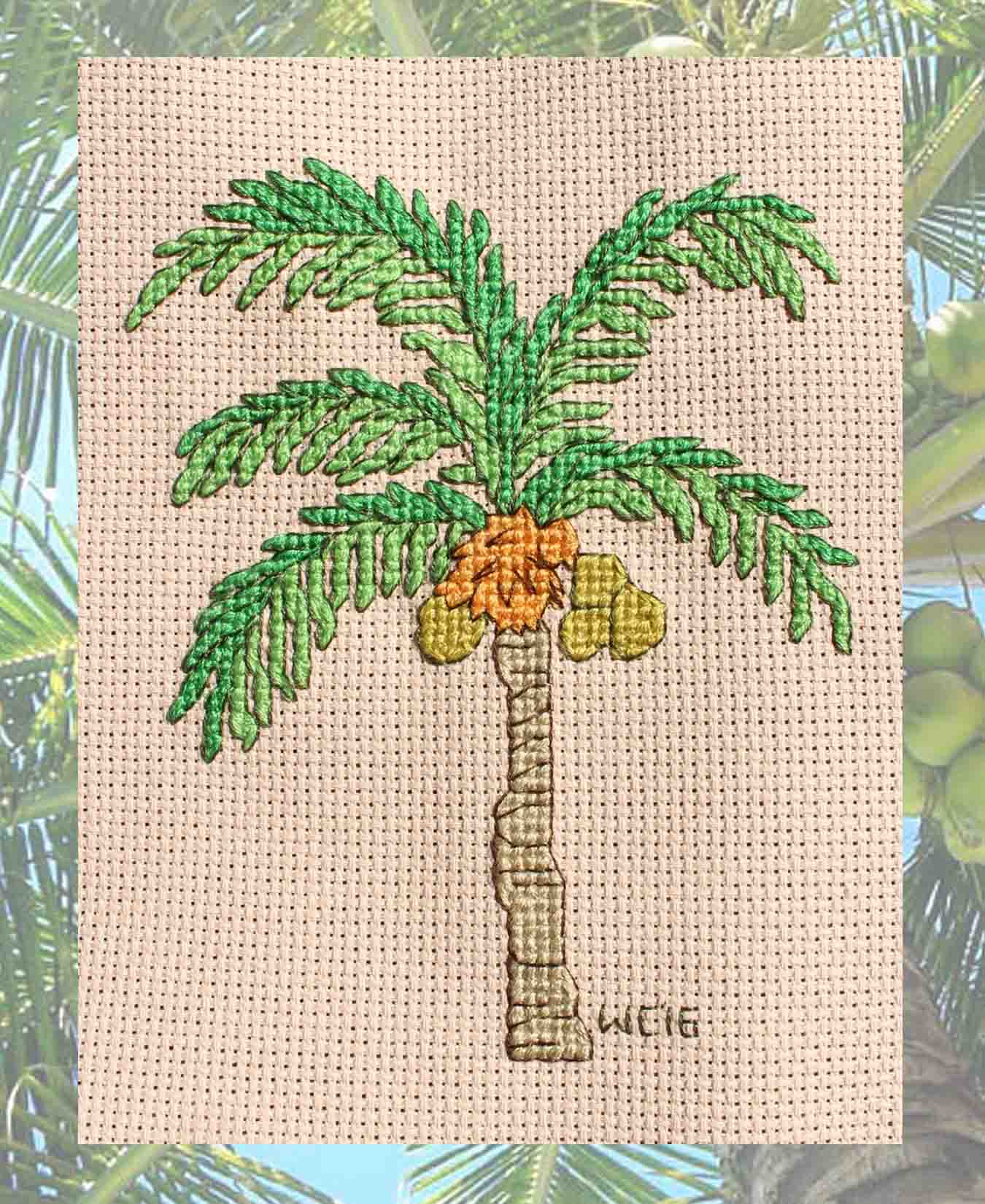 Tropical Palm Tree Cross Stitch Pattern Download - Raspberry Lane Crafts