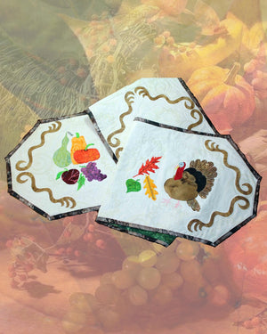 Turkey and Apples Table Runner Quilt Pattern Download - Raspberry Lane Crafts