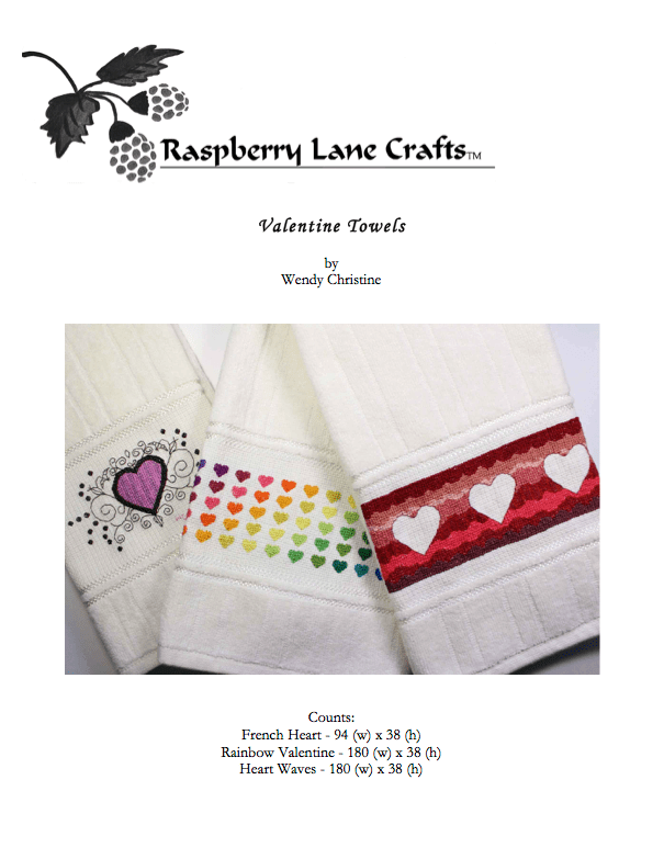 Valentine Towels Cross Stitch Pattern Download - Raspberry Lane Crafts