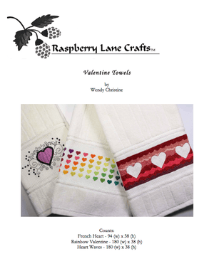 Valentine Towels Cross Stitch Pattern Download - Raspberry Lane Crafts