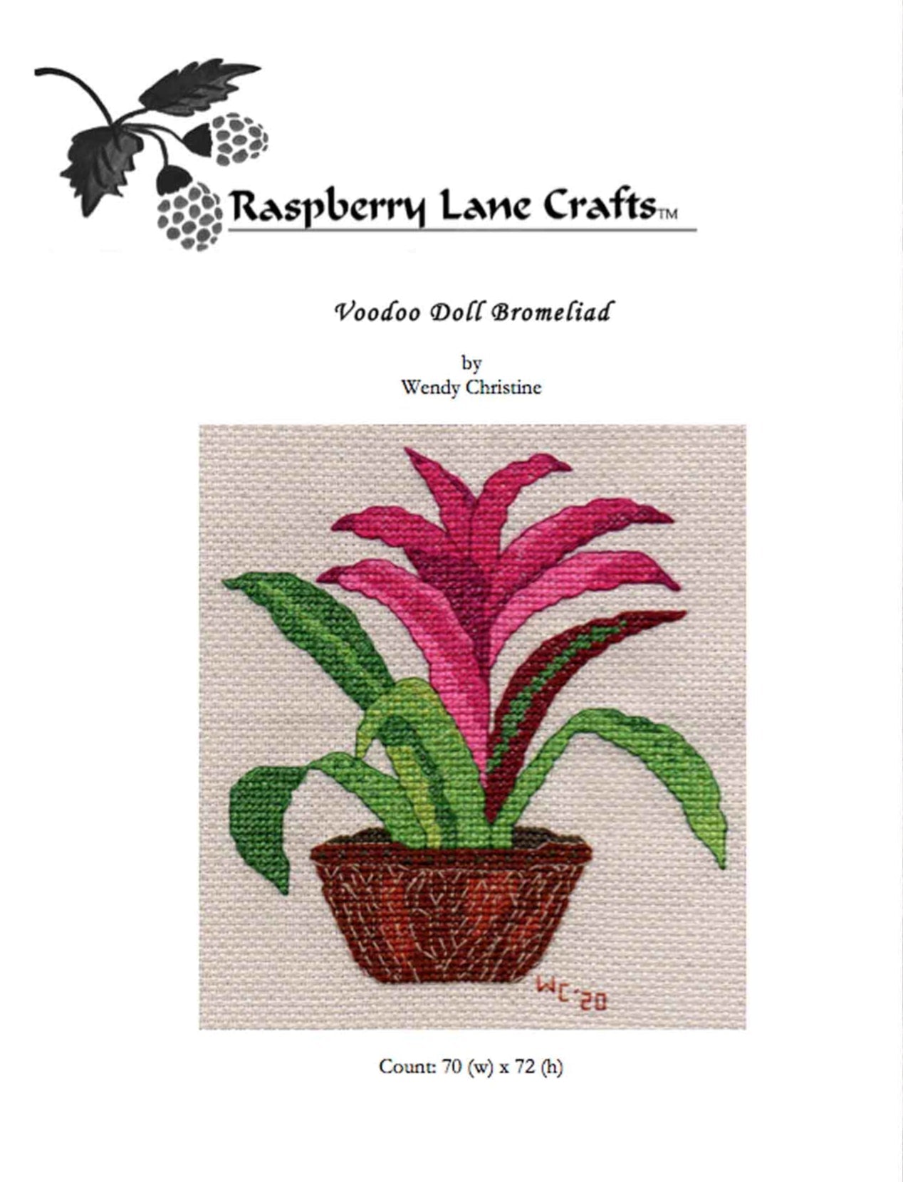 Voodoo Doll Bromeliad Cross Stitch Pattern Download - Raspberry Lane Crafts