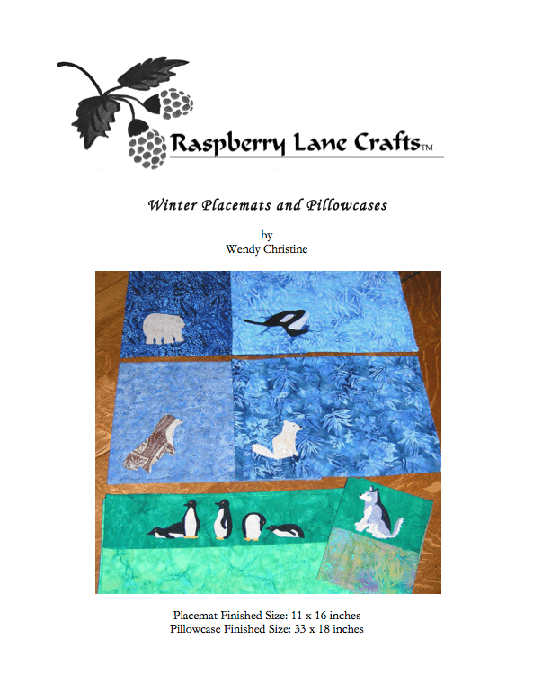 Winter Placemats and Pillowcases Quilt Pattern Download - Raspberry Lane Crafts
