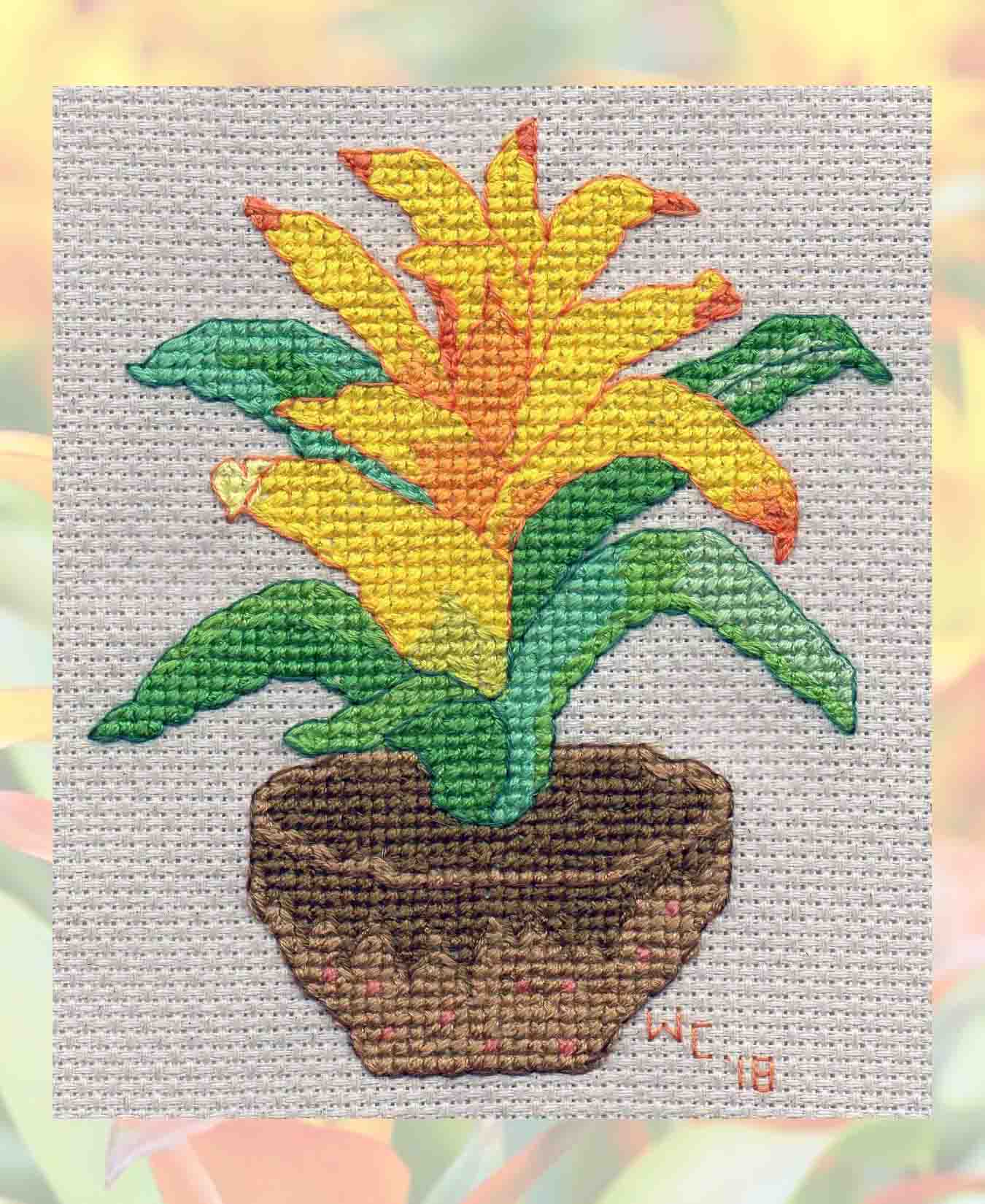 Yellow Bromeliad Cross Stitch Pattern Download - Raspberry Lane Crafts