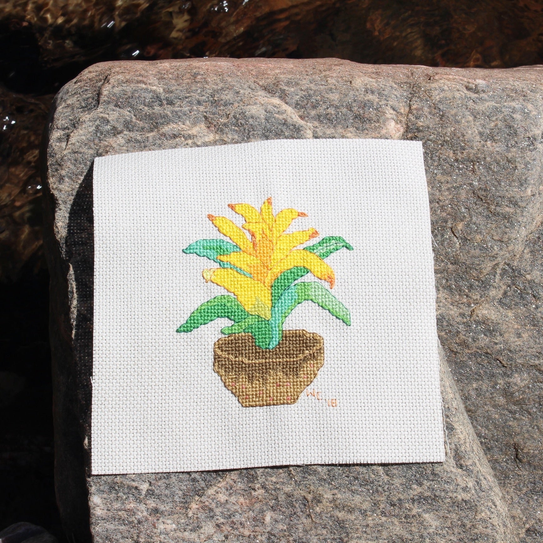 Yellow Bromeliad Cross Stitch Pattern Download - Raspberry Lane Crafts