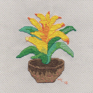 Yellow Bromeliad Cross Stitch Pattern Download - Raspberry Lane Crafts