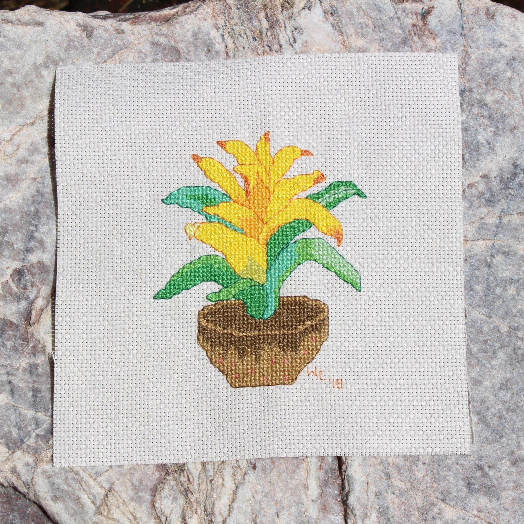 Yellow Bromeliad Cross Stitch Pattern Download - Raspberry Lane Crafts